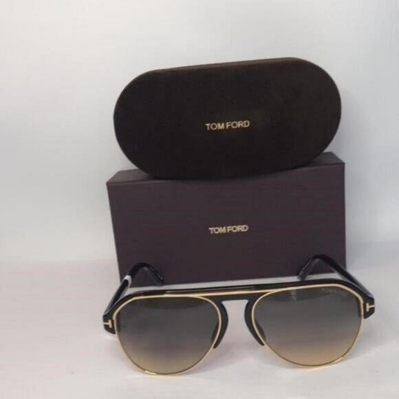 Tom Ford MARSHALL FT 0929 Shiny Black/Grey Brown Shaded 58/16/145 unisex Sunglas - Picture 1 of 8